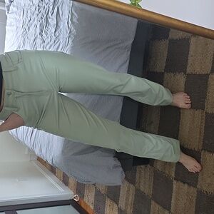 Abercrombie & Fitch Light Green Straight Leg Pants Vegan Leather